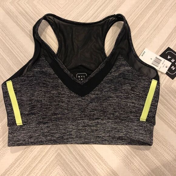 Nylora Black & White + Neon & Mesh Sports Bra - Picture 1 of 7